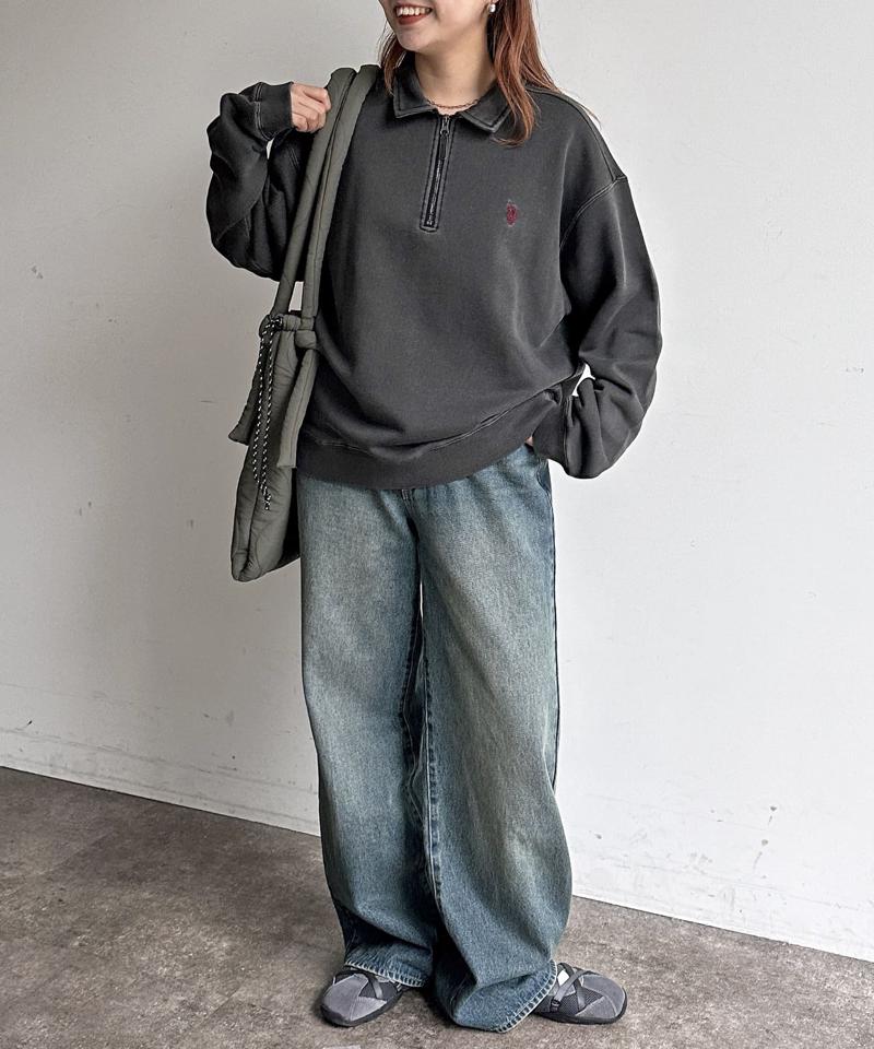 【U.S. POLO ASSN.】裏毛襟ハーフジッププルオーバー