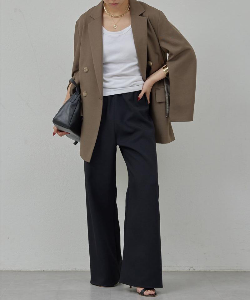 【美脚パンツの新素材】リネンライクワイドドロストパンツ