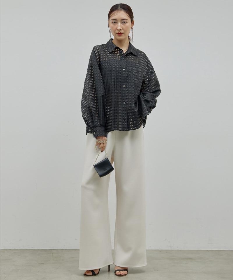 【美脚パンツの新素材】リネンライクワイドドロストパンツ