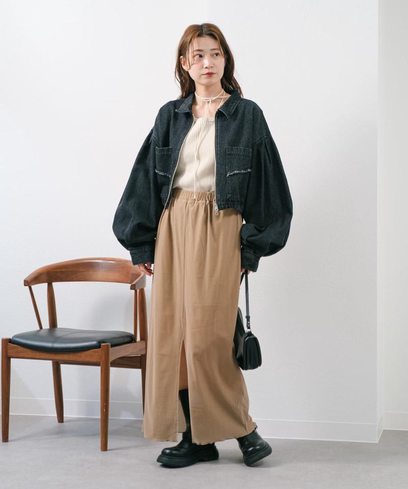 【セットアップ対応】デニムダブルZIPクロップドジャケット