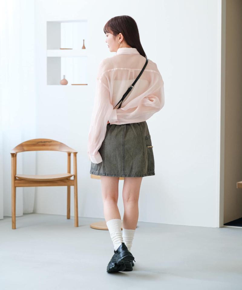 【新色追加/4色展開/セットアップ対応】台形デニムミニスカート