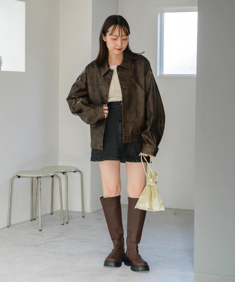 【新色追加/4色展開/セットアップ対応】台形デニムミニスカート