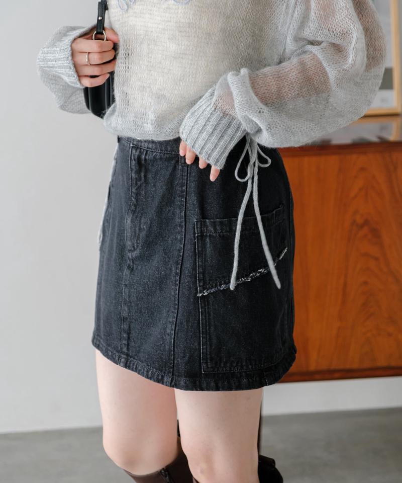 【新色追加/4色展開/セットアップ対応】台形デニムミニスカート