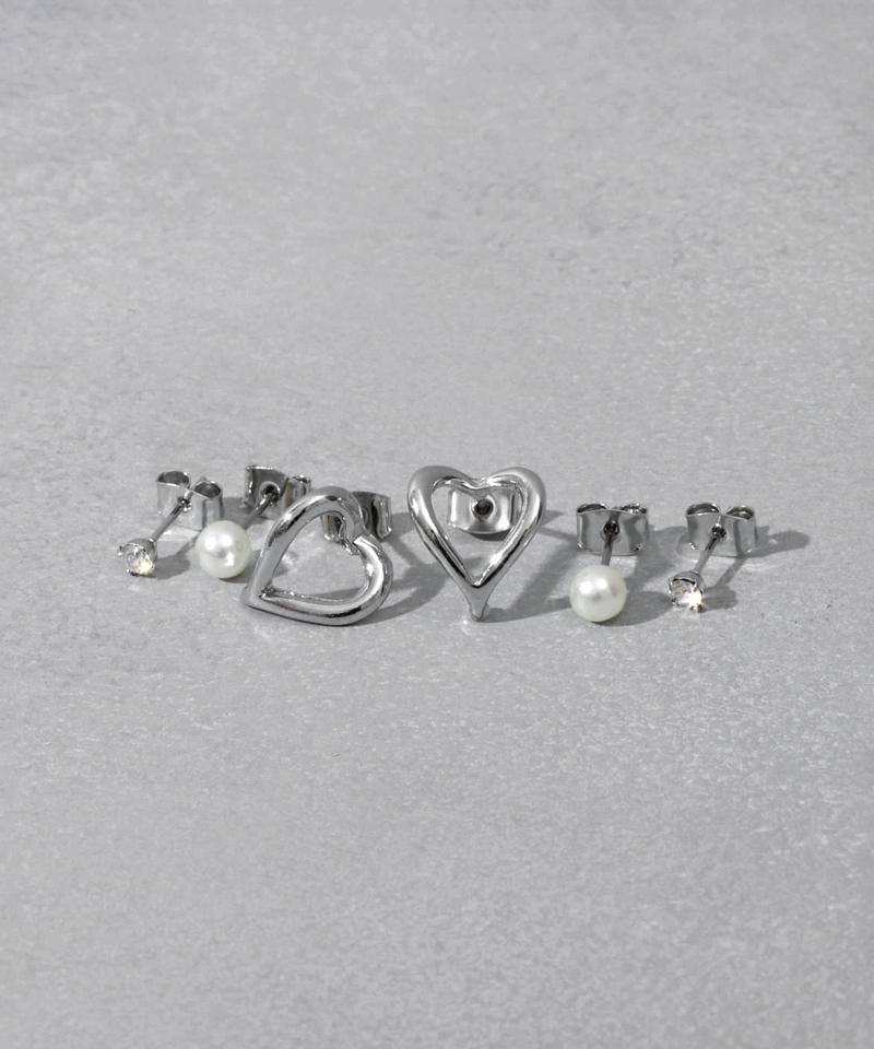ラウンドピアス6個セット