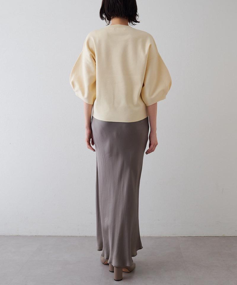 コットン袖パフニットプルオーバー