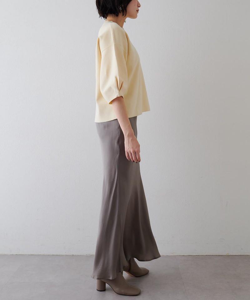 コットン袖パフニットプルオーバー