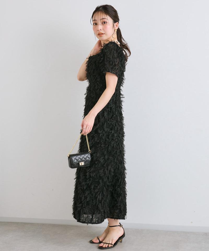 【大人っぽシルエット】リボンチュールワンピース