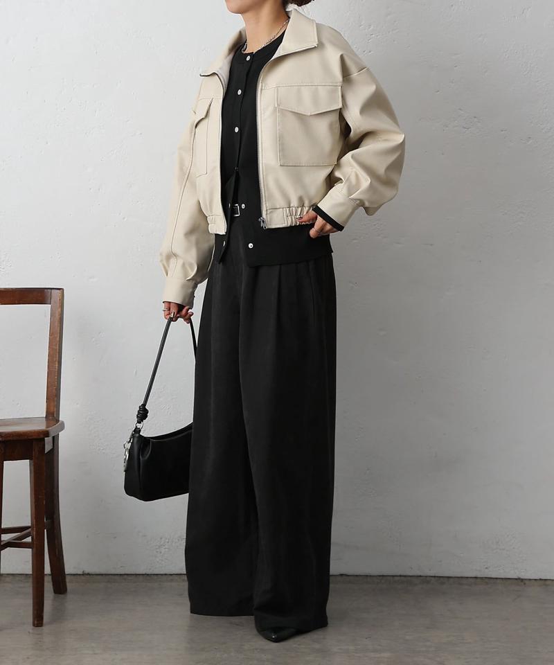 【リバイバル/新色追加】フェイクレザーショートブルゾン