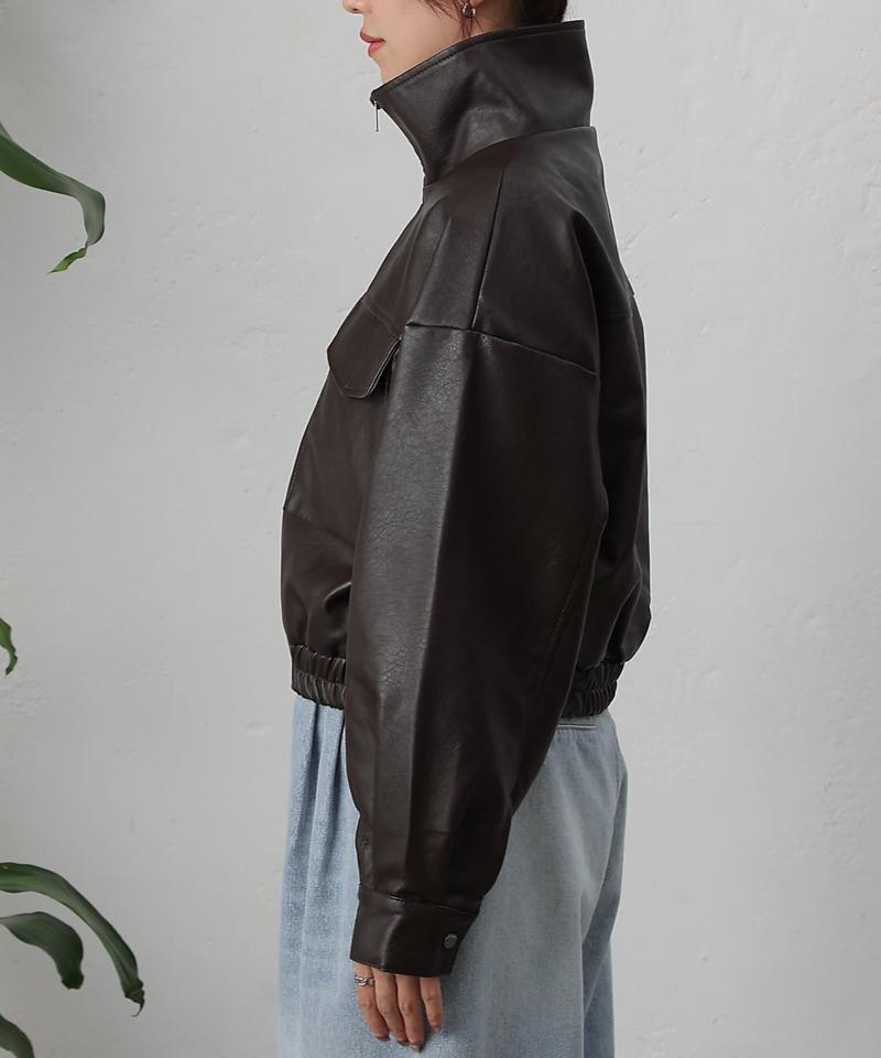 【リバイバル/新色追加】フェイクレザーショートブルゾン