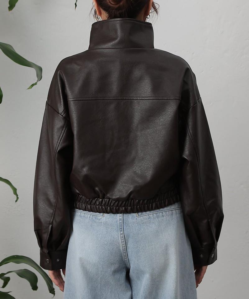 【リバイバル/新色追加】フェイクレザーショートブルゾン