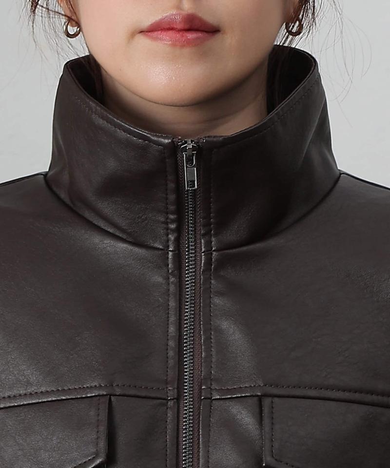 【リバイバル/新色追加】フェイクレザーショートブルゾン