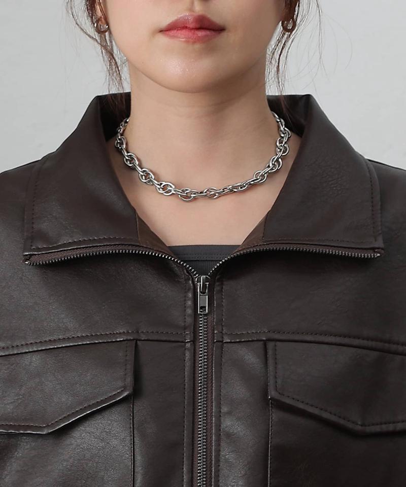 【リバイバル/新色追加】フェイクレザーショートブルゾン