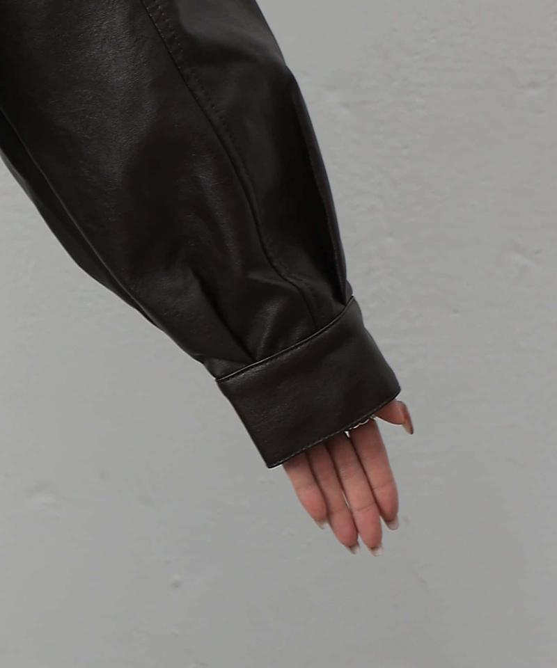 【リバイバル/新色追加】フェイクレザーショートブルゾン