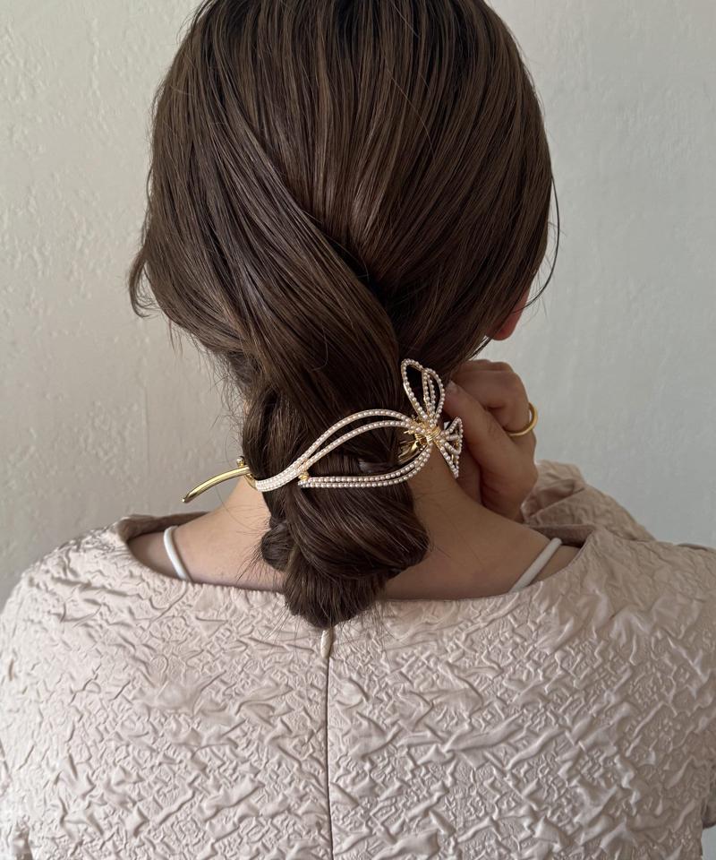 【WEB限定/人気の為再入荷】パールリボンバレッタ