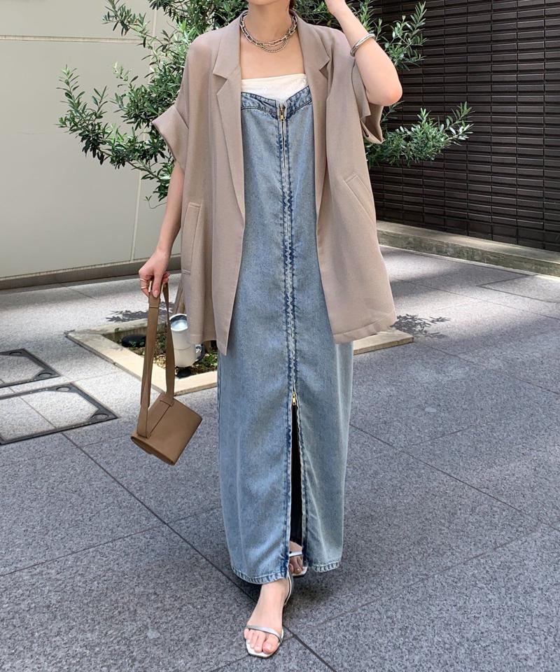 【サイズ展開あり/細見え】リヨセルデニムジャンスカ