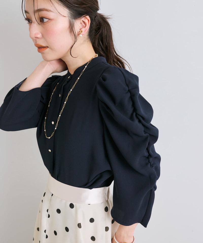 【名品・美人見え】パワショルクロップドブラウス