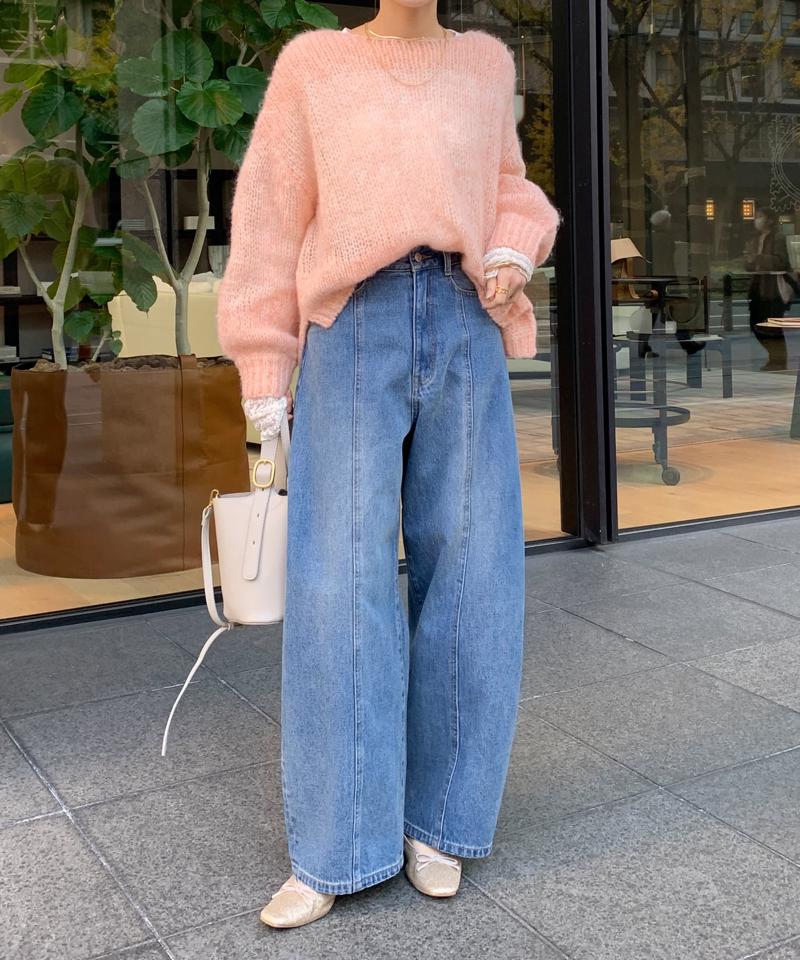 センターラインデニムカーブパンツ