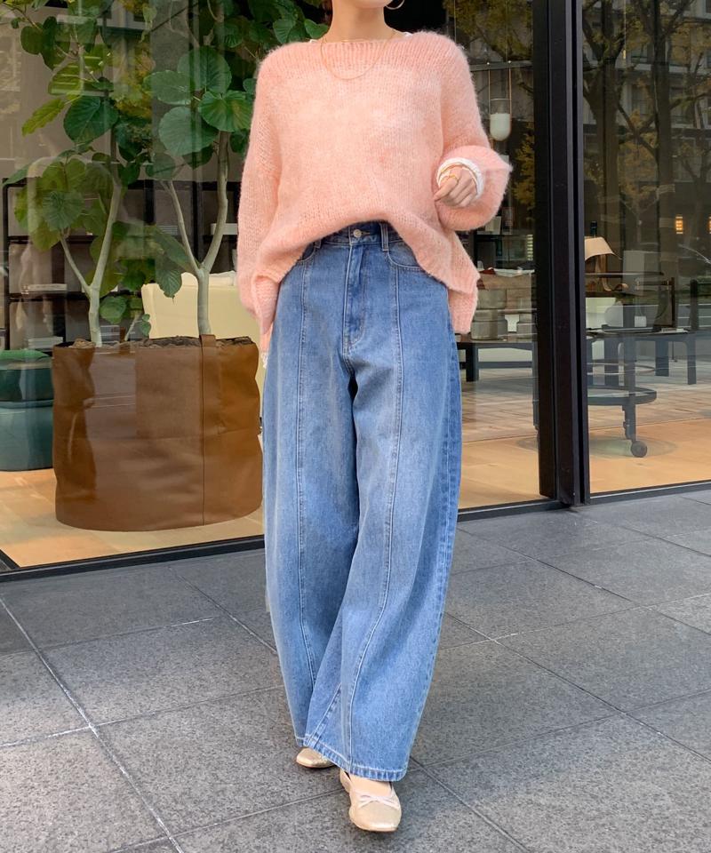 センターラインデニムカーブパンツ