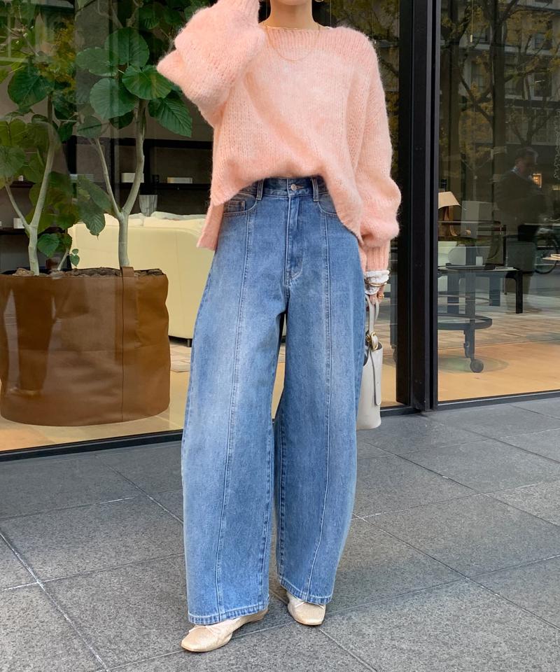 センターラインデニムカーブパンツ