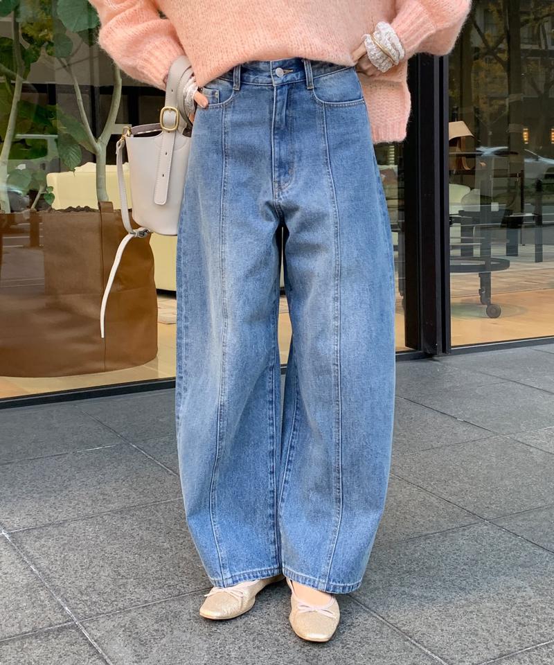 センターラインデニムカーブパンツ