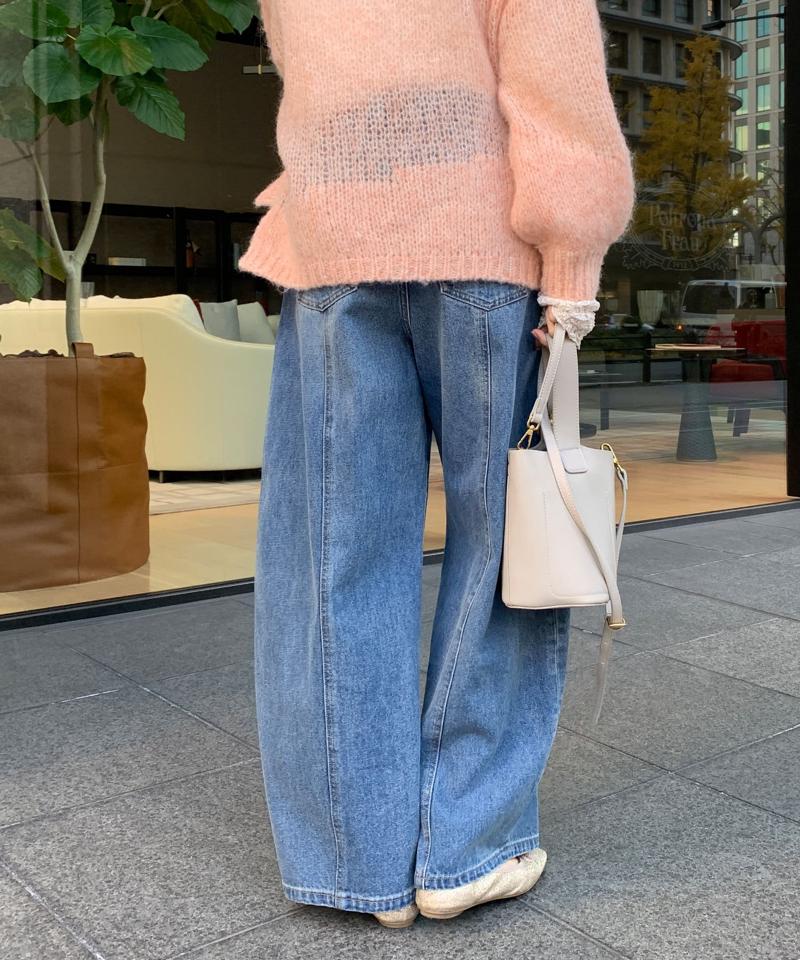 センターラインデニムカーブパンツ