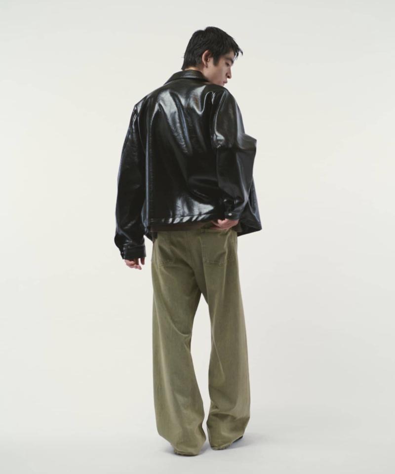 グランジシンセティックレザーZIPブルゾン