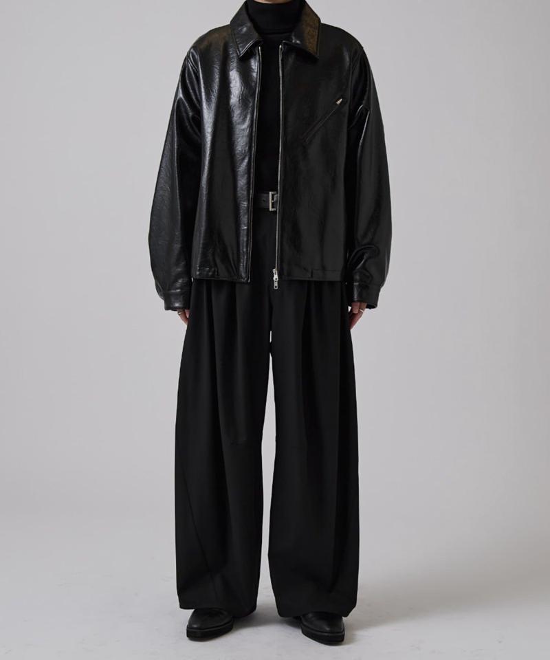 グランジシンセティックレザーZIPブルゾン