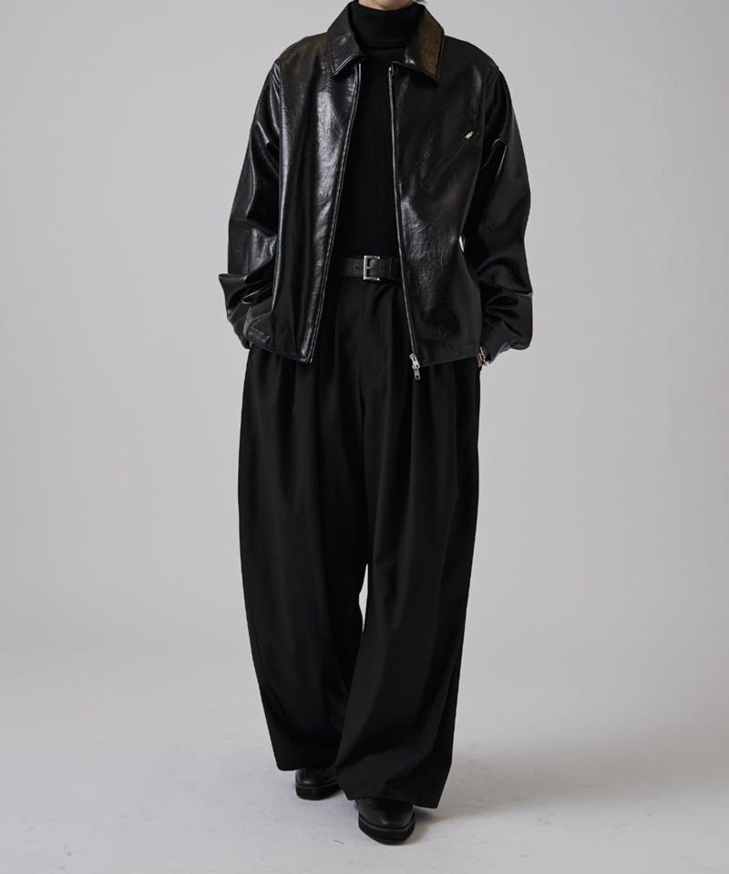 グランジシンセティックレザーZIPブルゾン