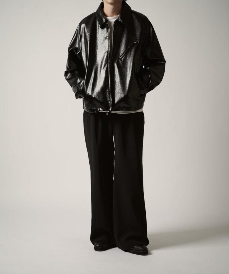 グランジシンセティックレザーZIPブルゾン