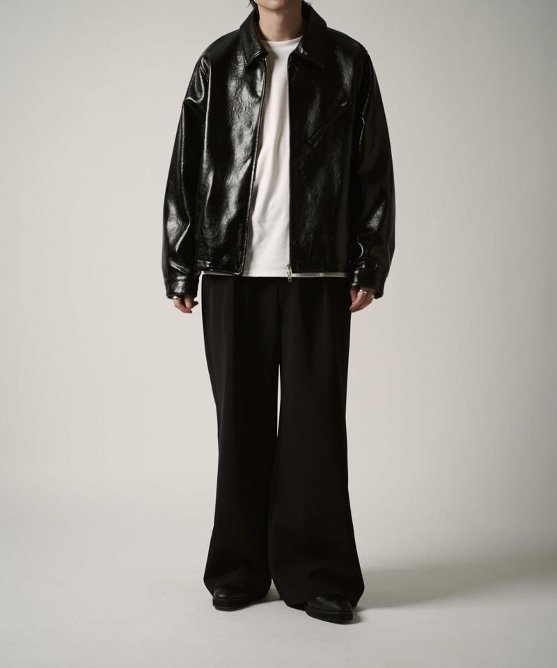 グランジシンセティックレザーZIPブルゾン