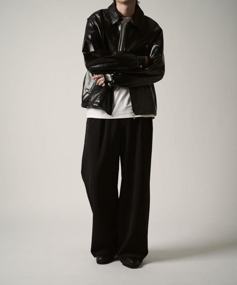 グランジシンセティックレザーZIPブルゾン