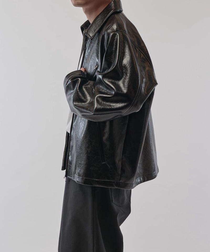 グランジシンセティックレザーZIPブルゾン