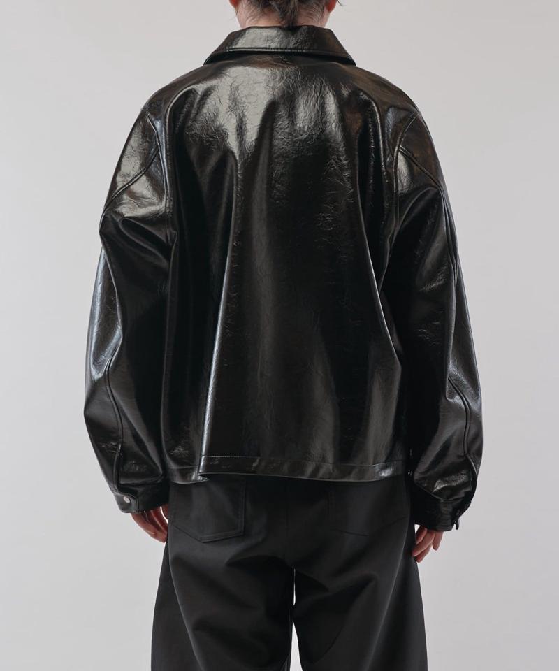 グランジシンセティックレザーZIPブルゾン