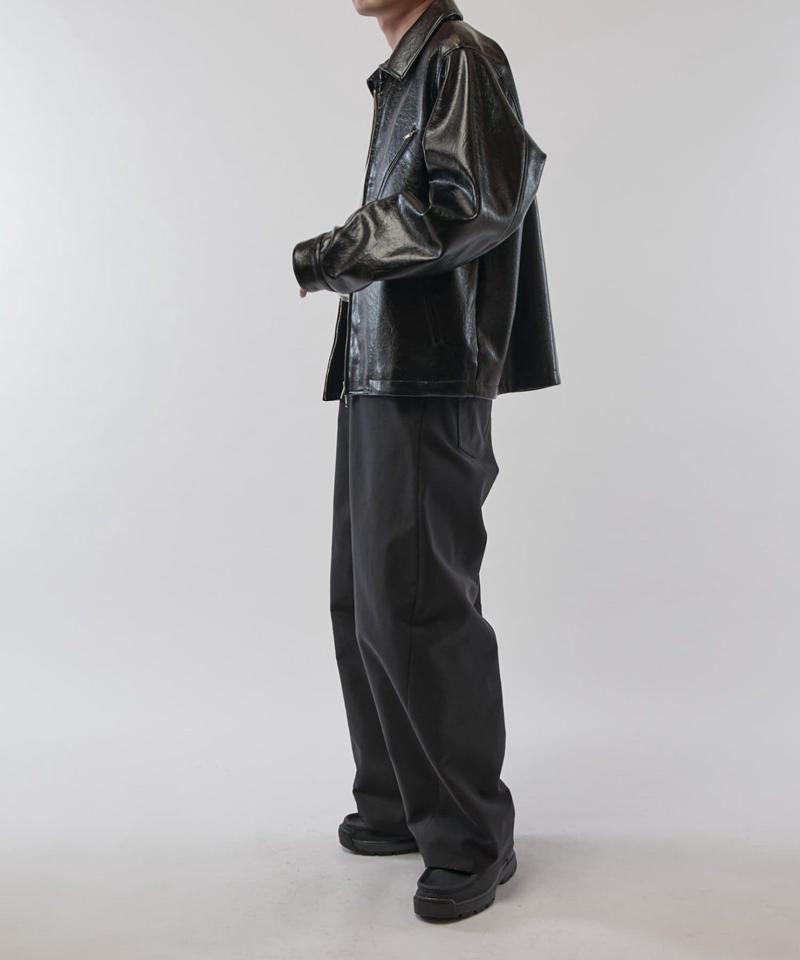 グランジシンセティックレザーZIPブルゾン