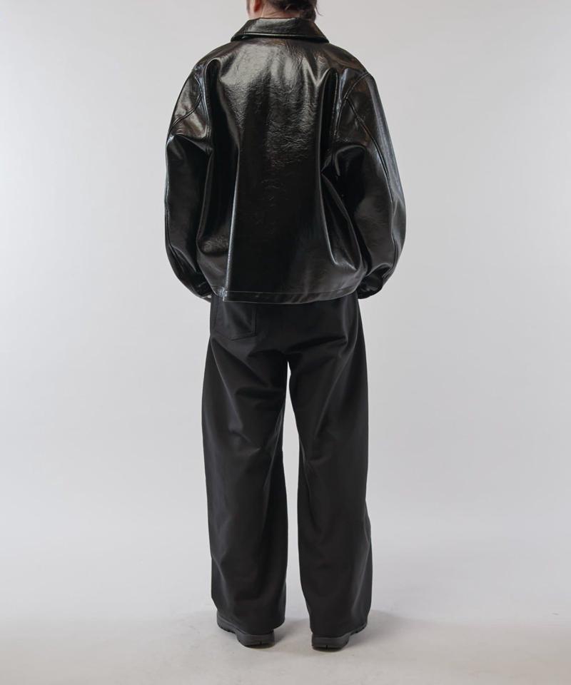 グランジシンセティックレザーZIPブルゾン