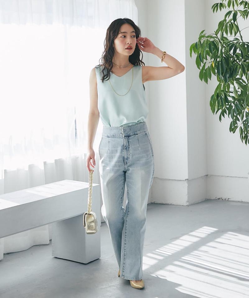 【今すぐお届け・miki監修】サテン2WAYタンク