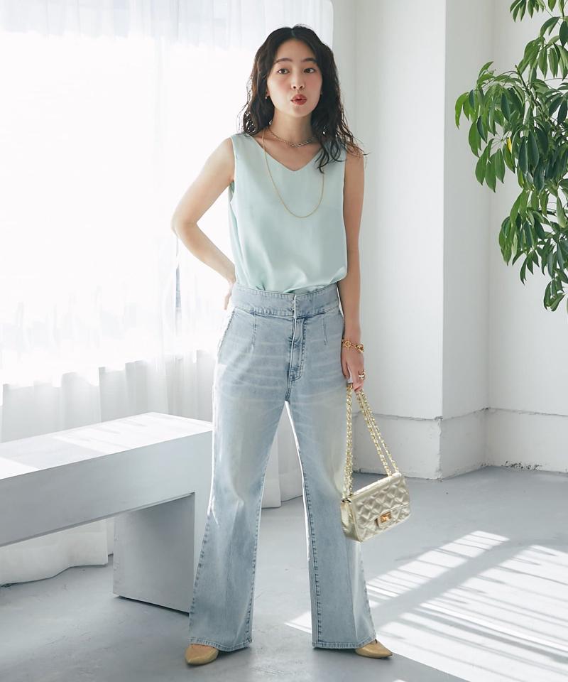 【今すぐお届け・miki監修】サテン2WAYタンク