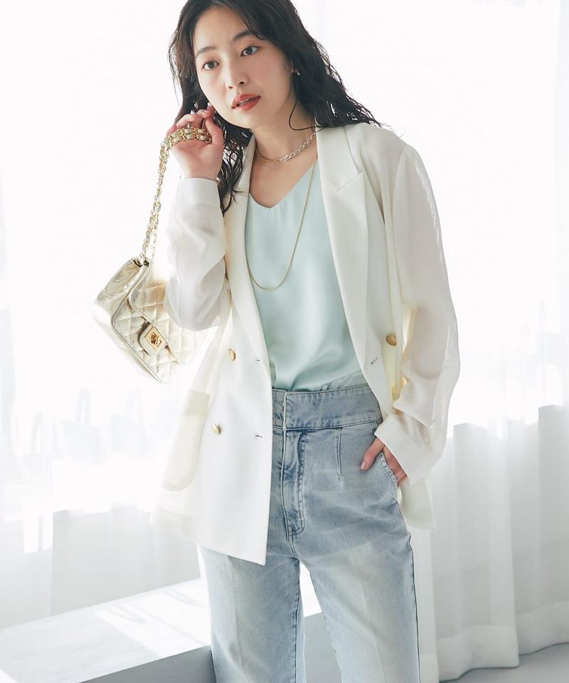 【今すぐお届け・miki監修】サテン2WAYタンク