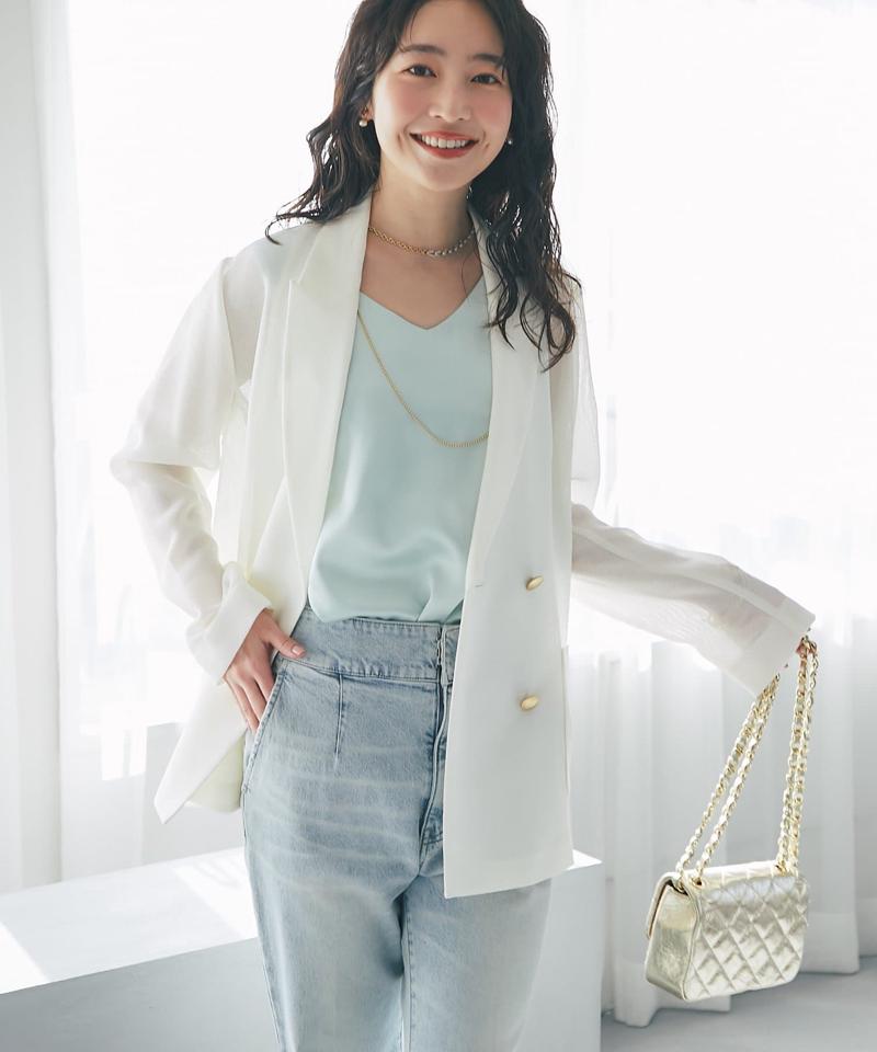 【今すぐお届け・miki監修】サテン2WAYタンク