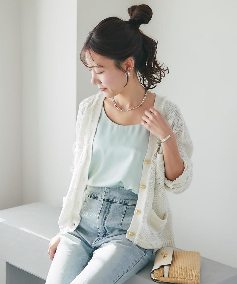 【今すぐお届け・miki監修】サテン2WAYタンク