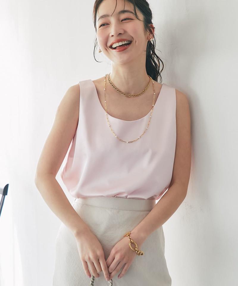 【今すぐお届け・miki監修】サテン2WAYタンク