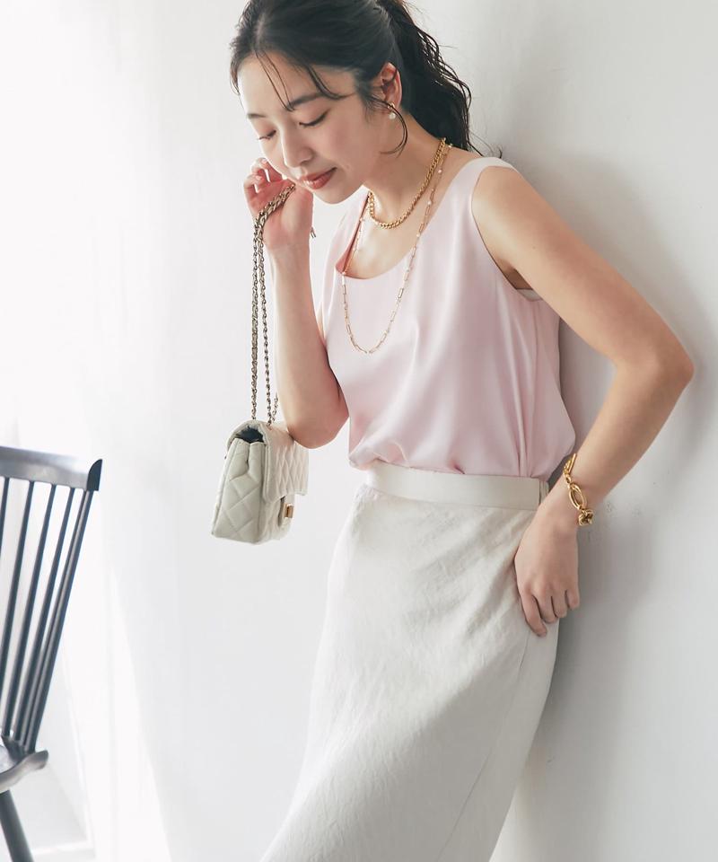 【今すぐお届け・miki監修】サテン2WAYタンク