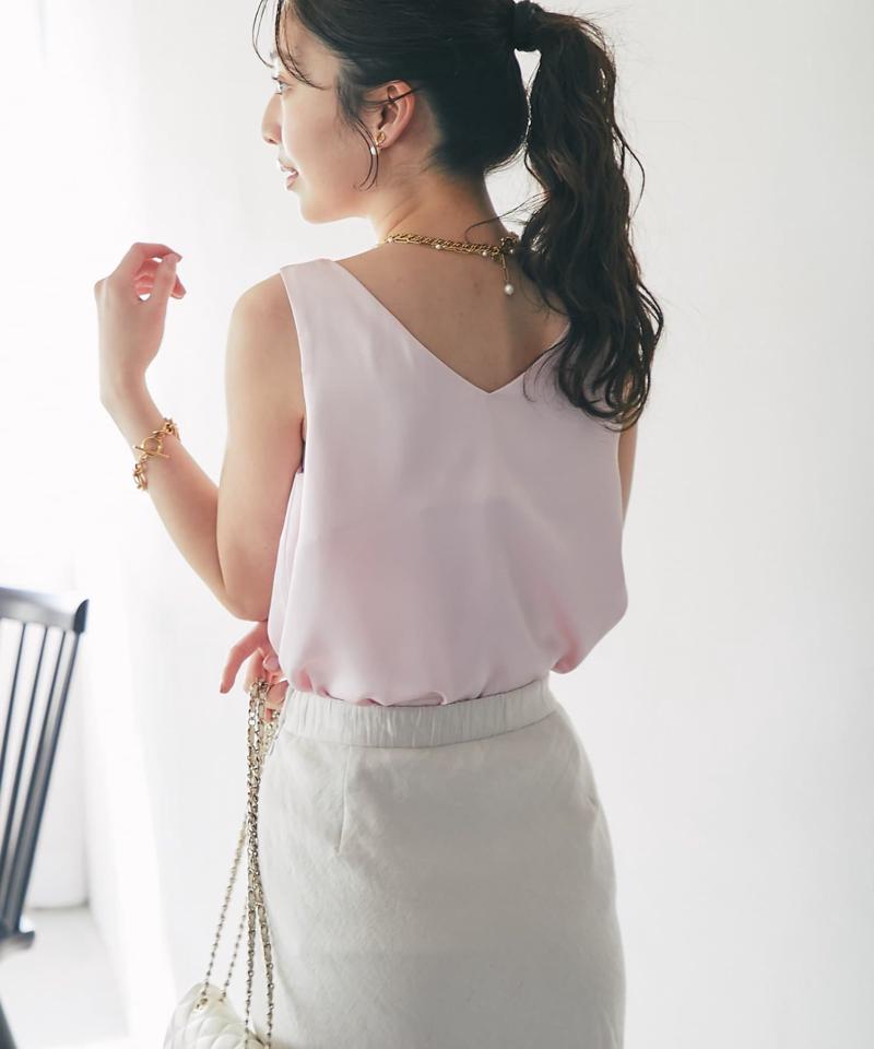 【今すぐお届け・miki監修】サテン2WAYタンク