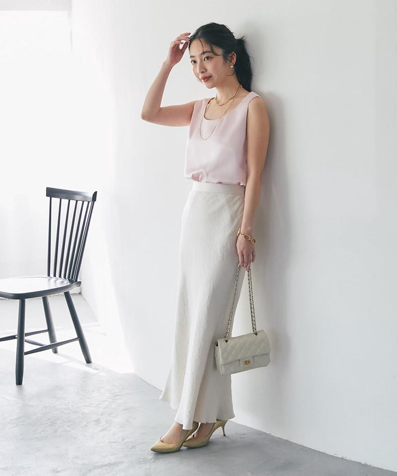 【今すぐお届け・miki監修】サテン2WAYタンク