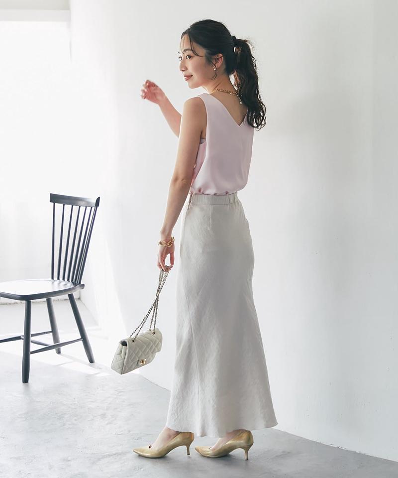 【今すぐお届け・miki監修】サテン2WAYタンク