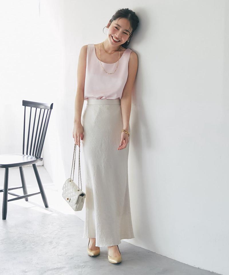 【今すぐお届け・miki監修】サテン2WAYタンク