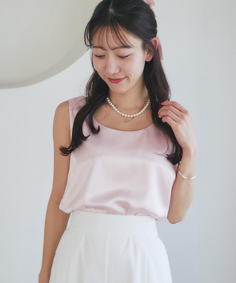 【今すぐお届け・miki監修】サテン2WAYタンク