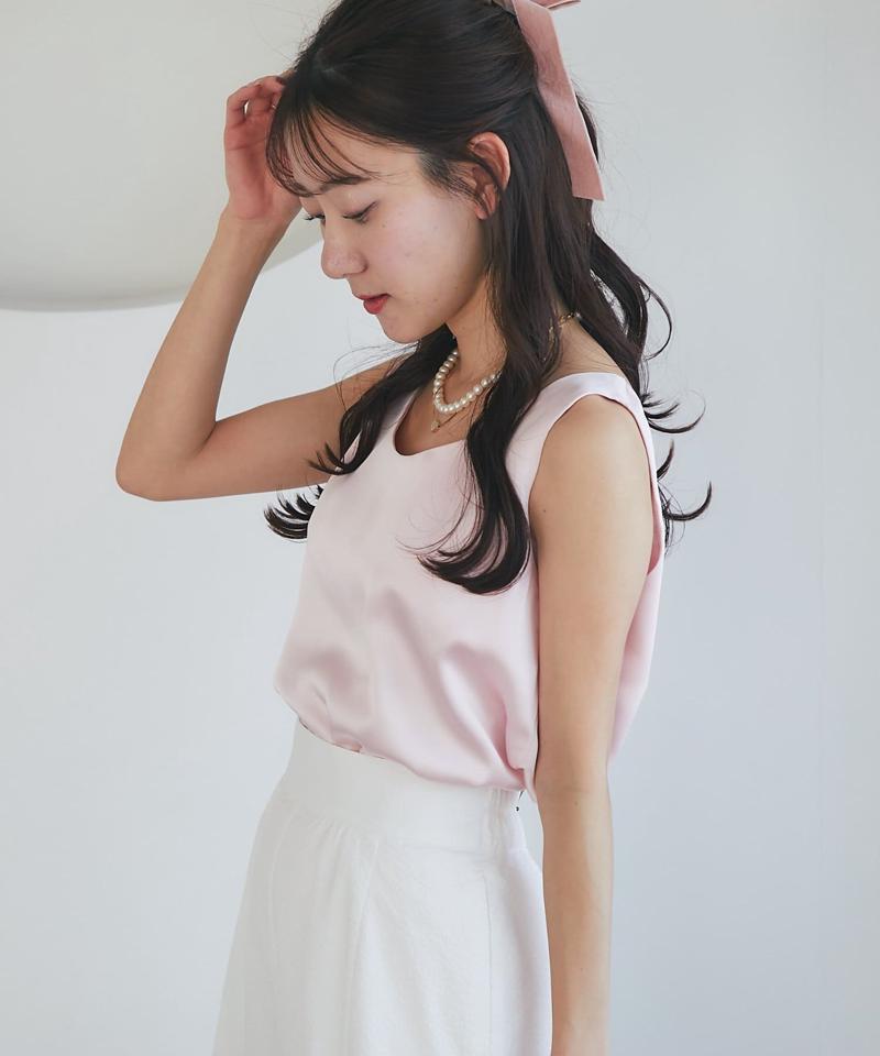 【今すぐお届け・miki監修】サテン2WAYタンク