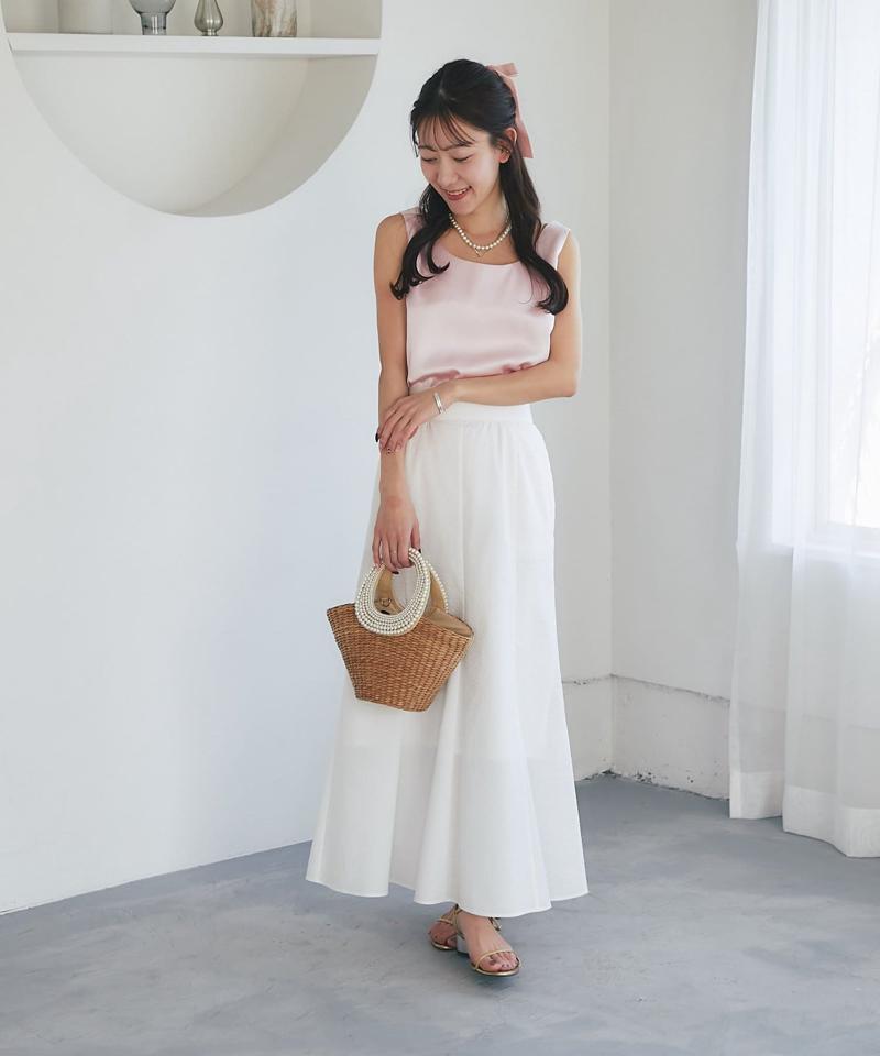 【今すぐお届け・miki監修】サテン2WAYタンク