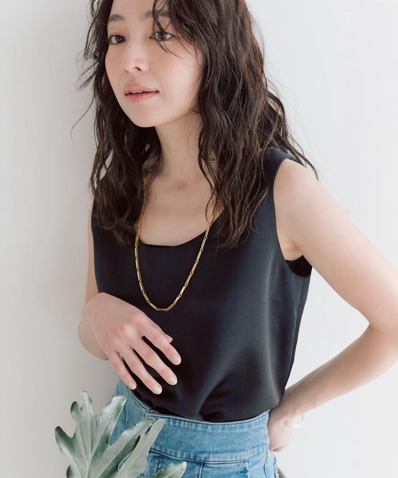 【今すぐお届け・miki監修】サテン2WAYタンク